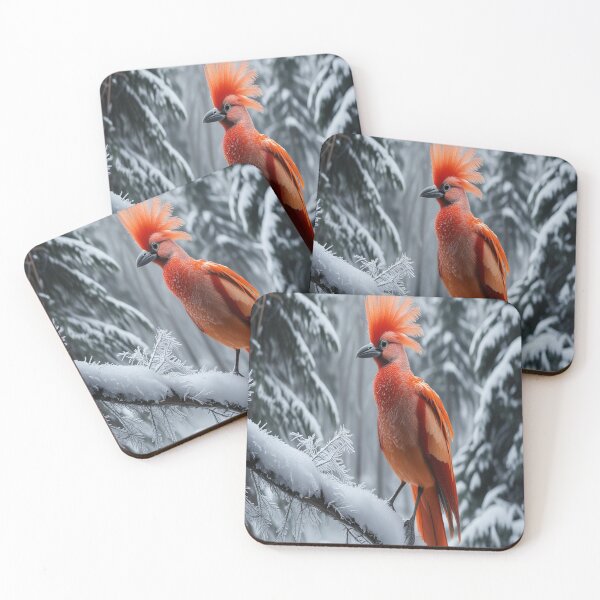 Item preview, Exotic Red Bird in Snow-Covered Forest designed and sold by Max Store.