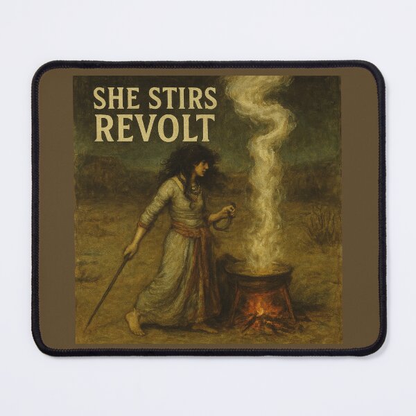 Item preview, She Stirs Revolt – Witch Against Fascism Art designed and sold by Where Troubles Melt Like Lemon Drops.