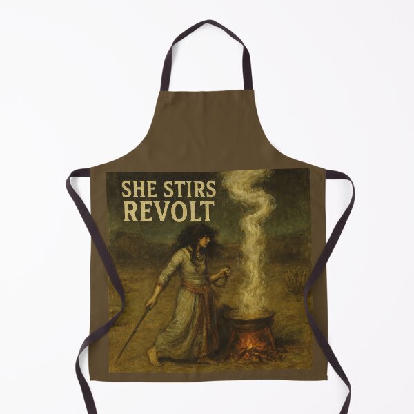Item preview, She Stirs Revolt – Witch Against Fascism Art designed and sold by Where Troubles Melt Like Lemon Drops.