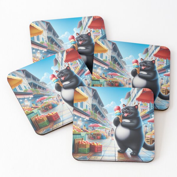 Item preview, Cat with sweetest Ice Cream Cone in a fruits market designed and sold by ParateePShop.