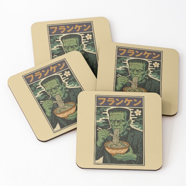 Item preview, Frankenstein Enjoys Ramen in Japanese Retro Style designed and sold by Stickteez.
