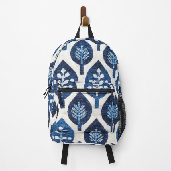 Item preview, Block Print Indigo Leaf Trees Seamless Pattern on Ivory designed and sold by dawnleblanc55.