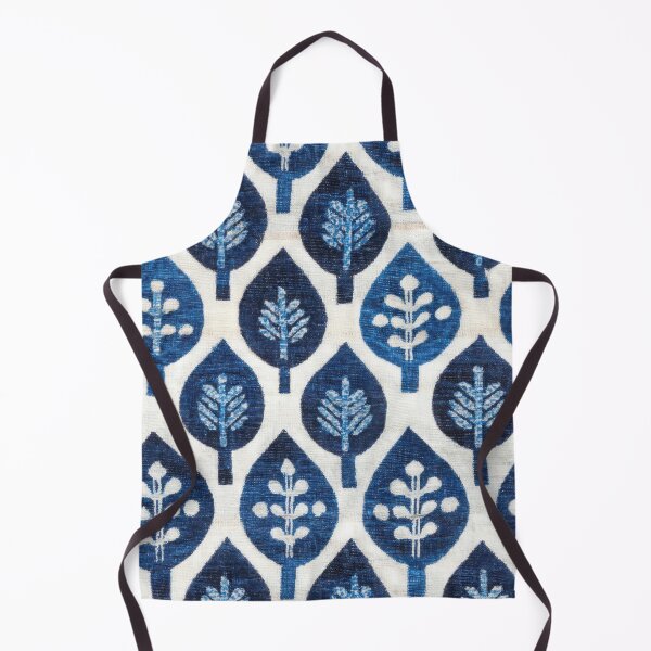 Item preview, Block Print Indigo Leaf Trees Seamless Pattern on Ivory designed and sold by dawnleblanc55.
