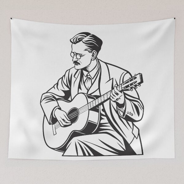 Item preview, James Joyce Playing Guitar – Literary Music Fusion Vector Art designed and sold by JayceTucker89.