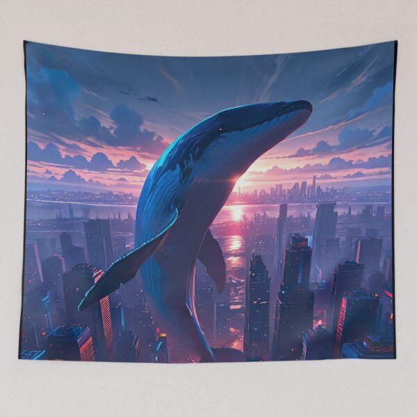 Item preview, free flying whale in cyberpunk city designed and sold by ururuty.