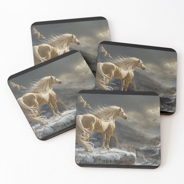 Item preview, Palomino Stallion on Mountain Snowy Mountain Top designed and sold by CritterWisdom.