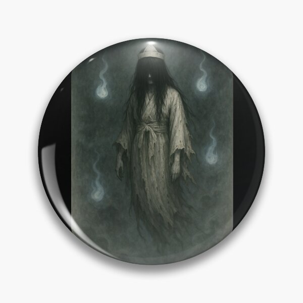 Item preview, A ghostly yurei in traditional funeral attire amidst mist and will-o'-wisps designed and sold by optimusprime39.