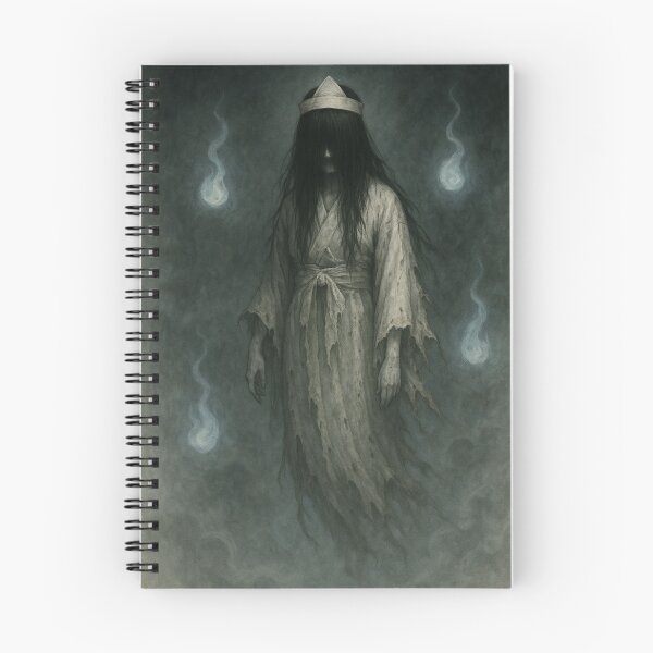 Item preview, A ghostly yurei in traditional funeral attire amidst mist and will-o'-wisps designed and sold by optimusprime39.