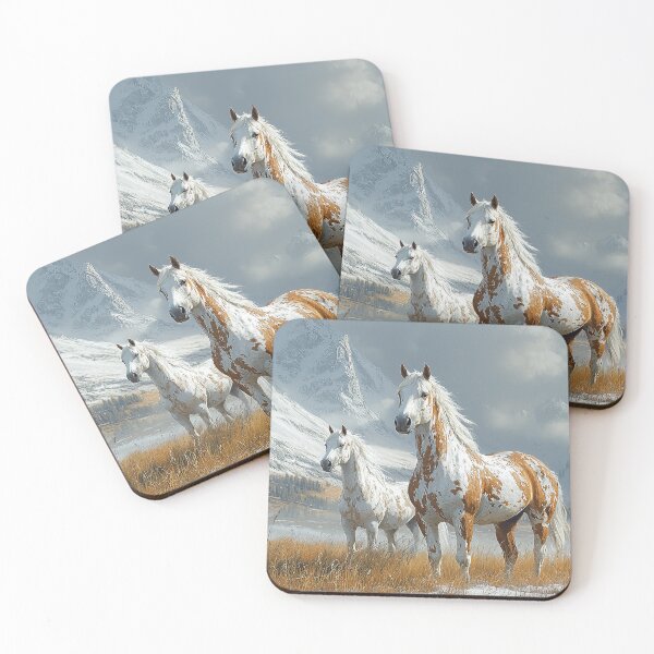 Item preview, Paint Horses in Snowy Mountains designed and sold by CritterWisdom.