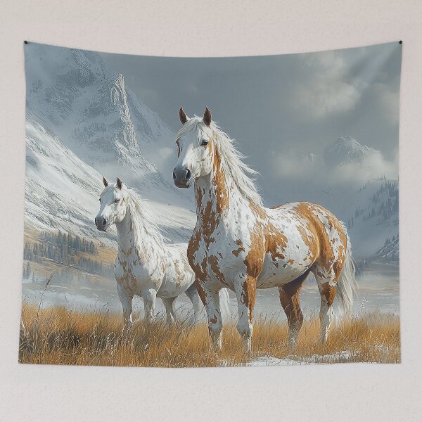 Item preview, Paint Horses in Snowy Mountains designed and sold by CritterWisdom.