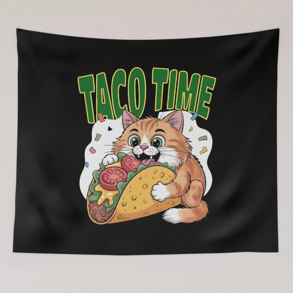 Item preview, Taco Time, Cute Cat Hugging Taco Funny Food Design designed and sold by Bliss Find And Design.