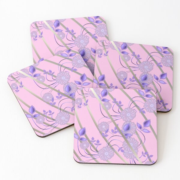 Item preview, Elegant Art Nouveau Floral on a Striped Pink Background designed and sold by HopeAndHustle.