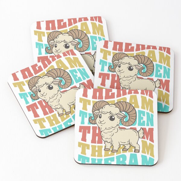 Item preview, The Ram Zodiac Aries - Astrology Retro Boho Red Blue Yellow designed and sold by KatandChase.