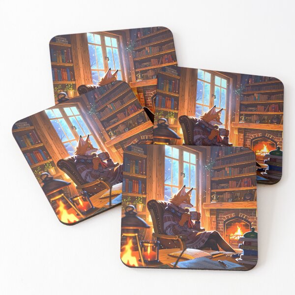Item preview, Cozy Fox Tea Time - Rustic Cottage Library designed and sold by PufftailStudio.