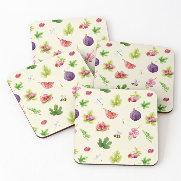 Item preview, Fresh Figs Watercolor Garden bugs Pattern designed and sold by Neeshki.