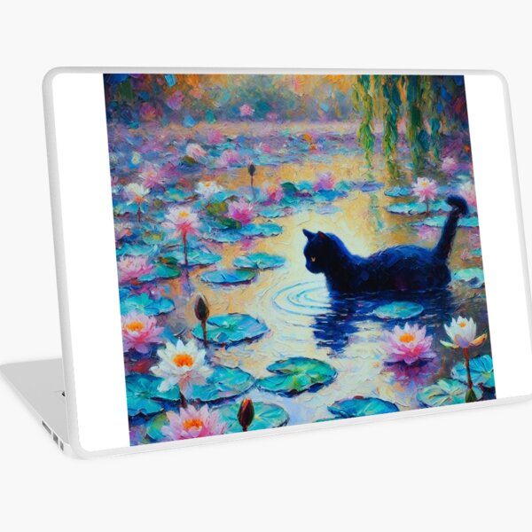 Aperçu de l'œuvre Le chat de Monet dans un étang aux nénuphars créée et vendue par Meowden.