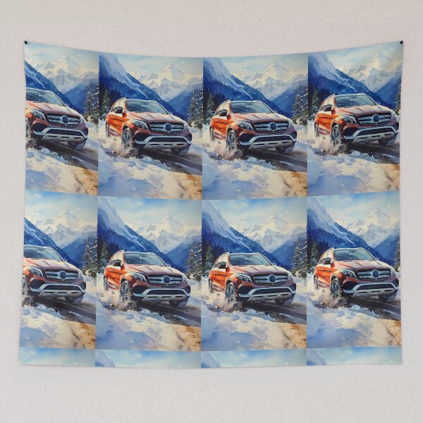 Item preview, Luxury SUV Tackles Snowy Mountain Terrain designed and sold by RevUpDesign.