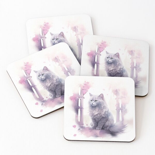 Item preview, Majestic Long-Haired Cat in Dreamy Watercolor Castle designed and sold by PaintbrushPlace.