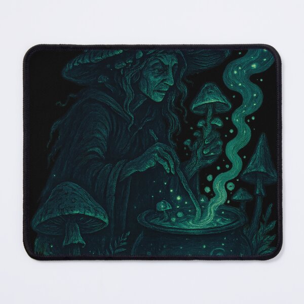 Item preview, Whimsical Mushroom Witch In Dark Waters designed and sold by shockSpot.