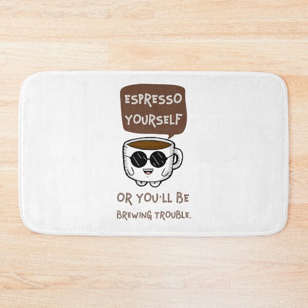 Item preview, Funny Coffee Quote - Espresso Yourself Or You'll Be Brewing Trouble designed and sold by crazydotdesigns.