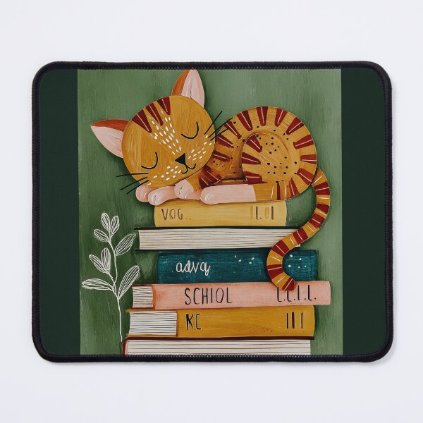 Item preview, Cute Sleeping Cat on Books – Back to School Wall Art for Kids and Teachers designed and sold by NaChomArtStudio.