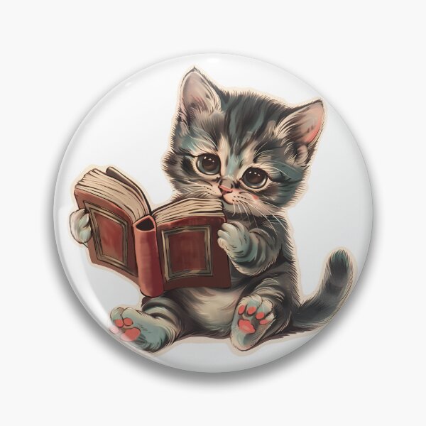 Item preview, Cute cat reading book retro children illustration designed and sold by Anbe_design.