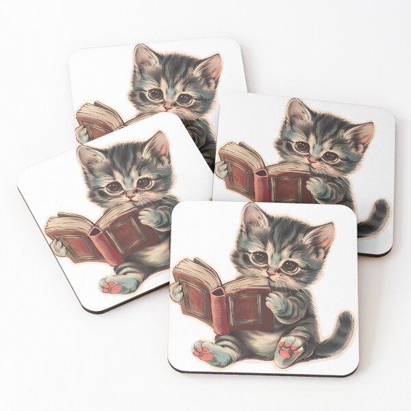Item preview, Cute cat reading book retro children illustration designed and sold by Anbe_design.