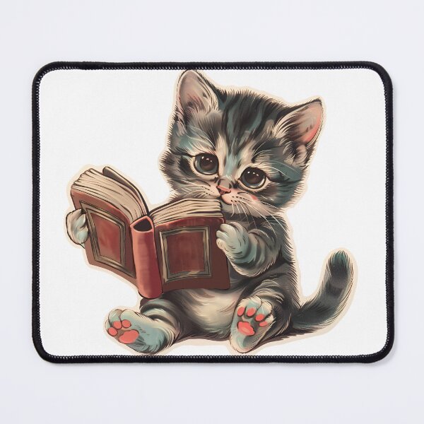Item preview, Cute cat reading book retro children illustration designed and sold by Anbe_design.