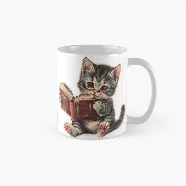 Item preview, Cute cat reading book retro children illustration designed and sold by AngelinaBezm.