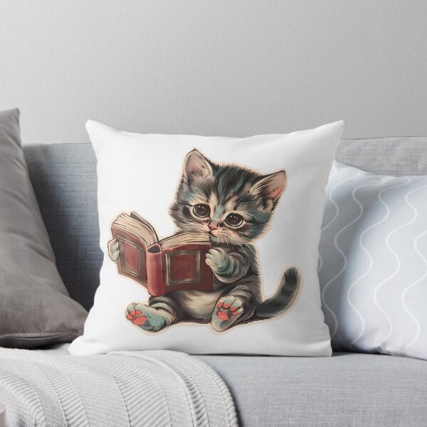 Item preview, Cute cat reading book retro children illustration designed and sold by AngelinaBezm.