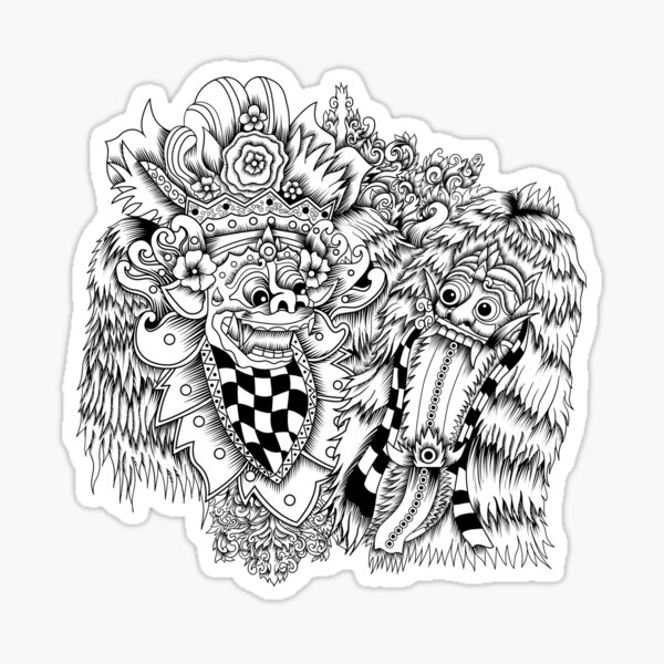 Aperçu de l'œuvre Masque Barong : conception mythique emblématique du protecteur balinais créée et vendue par FK2012.