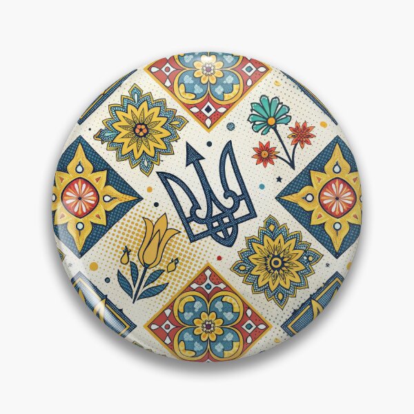 Item preview, Vibrant Ukrainian Folk Art Pattern with Tryzub and Flowers. designed and sold by RGShirtWorks.