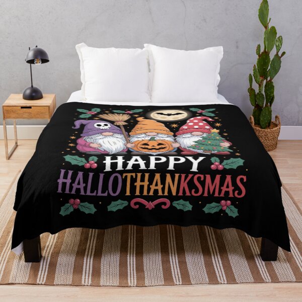 Item preview, Happy HalloThanksMas Gnomes Halloween Thanksgiving Christmas designed and sold by WalshDrawnLaugh.