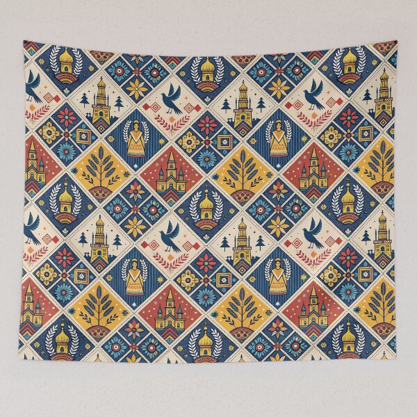 Item preview, Vibrant Eastern European Folk Art Seamless Pattern with Cultural Motifs. designed and sold by RGShirtWorks.