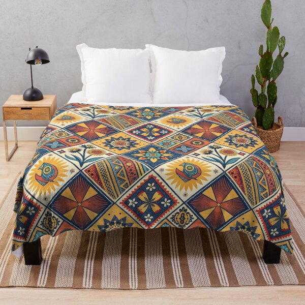 Item preview, Vibrant Bohemian Patchwork Pattern with Folk Art Florals and Geometric Shapes. designed and sold by ML-Media.