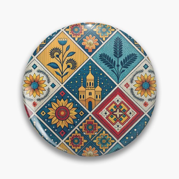 Item preview, Vibrant Folk Art Mosaic Pattern with Floral and Architectural Motifs. designed and sold by RGShirtWorks.