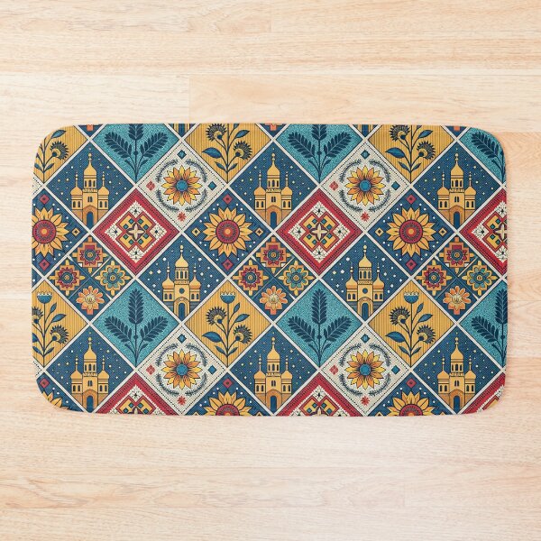 Item preview, Vibrant Folk Art Mosaic Pattern with Floral and Architectural Motifs. designed and sold by RGShirtWorks.