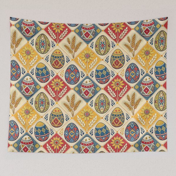 Item preview, Vibrant Folk Art Easter Pattern with Ornate Eggs, Wheat, and Flowers. designed and sold by RGShirtWorks.