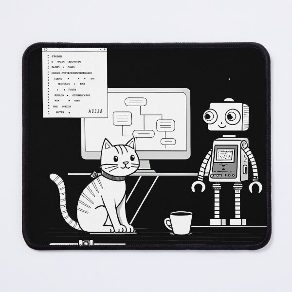 Item preview, Cute Cat Programming Robot – Funny AI & Coding Art for Students & Developers designed and sold by RAZ1995.