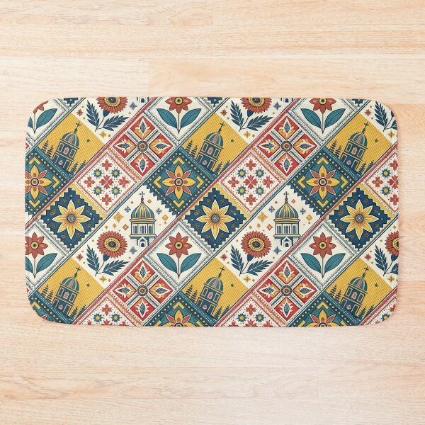 Item preview, Intricate Slavic Folk Art Seamless Pattern with Floral and Architectural Motifs. designed and sold by RGShirtWorks.