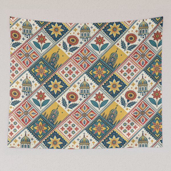 Item preview, Intricate Slavic Folk Art Seamless Pattern with Floral and Architectural Motifs. designed and sold by RGShirtWorks.