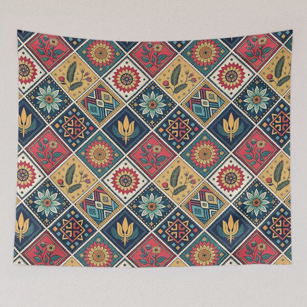Item preview, Vibrant Bohemian Patchwork Pattern with Floral and Geometric Motifs. designed and sold by RGShirtWorks.
