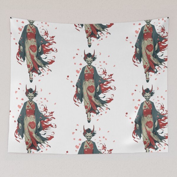 Item preview, Japanese Hannya - Masked Woman with Blossoms designed and sold by bapupa.