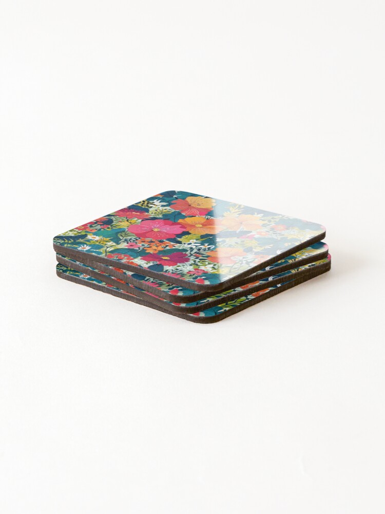 Thumbnail 4 of 5, Coasters (Set of 4), Colorful Botanical Pattern designed and sold by CoolPixels.