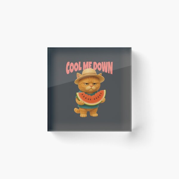 Item preview, Grumpy Cat with Watermelon – Cool Me Down Summer Mood designed and sold by iamwonderkitty.