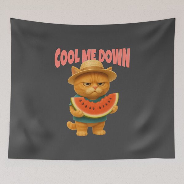 Item preview, Grumpy Cat with Watermelon – Cool Me Down Summer Mood designed and sold by iamwonderkitty.