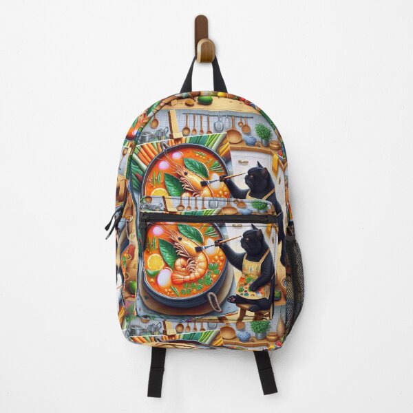 Item preview, Cat drawing Tom yam gung in a kitchen designed and sold by ParateePShop.