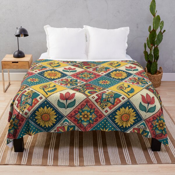 Item preview, Vibrant Ethnic Floral Patchwork Pattern. designed and sold by ML-Media.