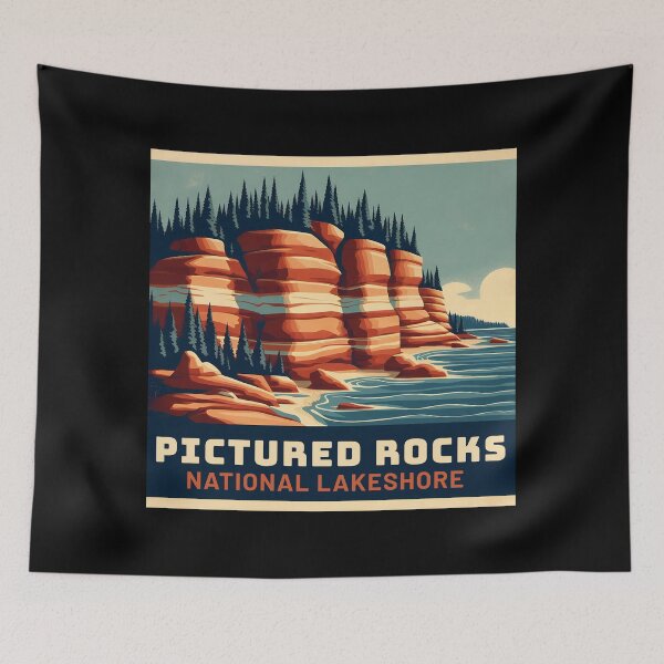 Item preview, Pictured Rocks National Lakeshore – Vintage Michigan Nature Design designed and sold by AlessaHelios.