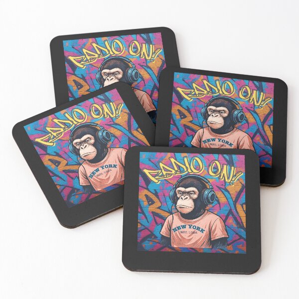 Item preview, Graffiti Chimpanzee with Headphones – Urban Street Art Design designed and sold by KENGMODE.